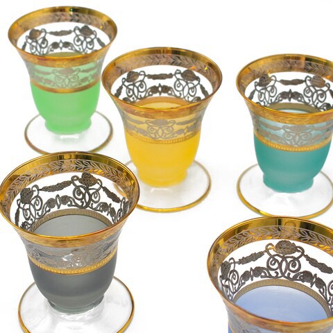 San Marco 6pcs Ice Cream Bowl Set Color Glass Shiny Gold- Made In Italy