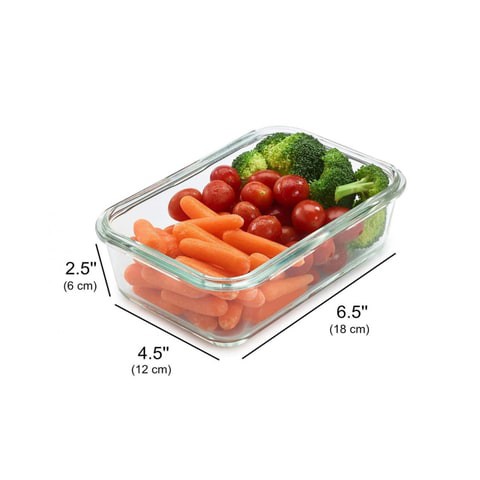 ALISSA-Glass Lunch Box 1-Compartment Meal Prep Containers Food Storage, Blue.