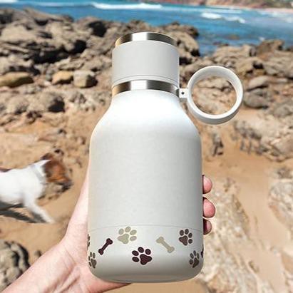 Asobu Dog Bowl Bottle 1L - Stainless Steel Hydration Bottle and Detachable Bowl for Dogs - White