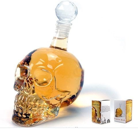 Doreen Skull Head Vodka Whiskey Shot Glass Bottle Decanter, 350ml, Transparent