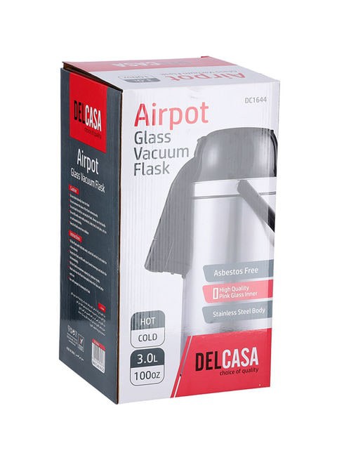 Delcasa Airpot Glass Vacuum Flask Silver/Black