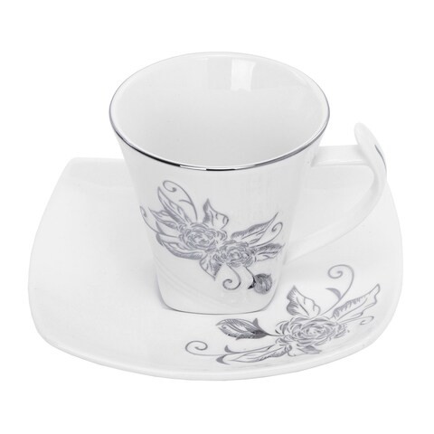 Royalford New Bone China 12Pcs Suare Cup &amp; Saucer