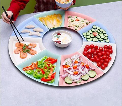 8 Sets Wheat straw life Unbreakable Octagon dinner Plates - Reusable Plate Set - Dishwasher &amp; Microwave Safe - Healthy for Kids Children Toddler &amp; Adult, BPA Free &amp; Eco-Friendly Plates