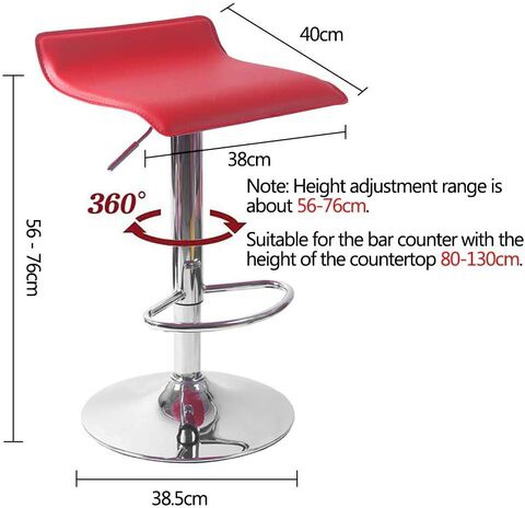 Suio Bar Stool Genuine Leather 360 Deg, Swivel Gas Lift Counter Modern European Style Exterior Adjustable Household European Postmodern Style High Bar Stools (Red)