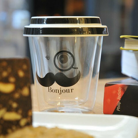 BiggDesign Bonjour Written Double Walled Cup