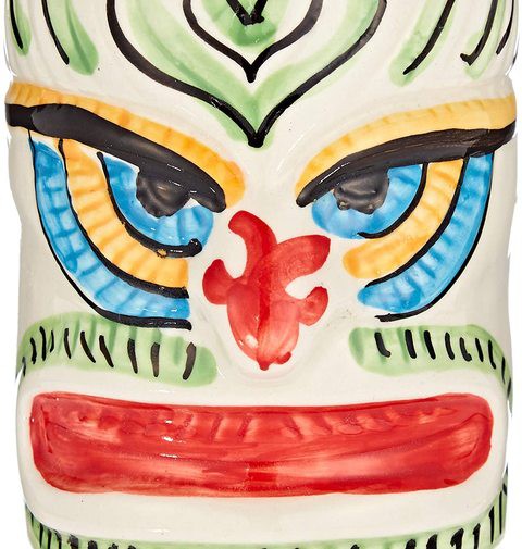 Arch Tiki Ceramic Cocktail Mocktail Juice Glass - White Tribal