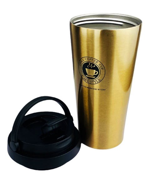 Thermal Cup Stainless Steel, Vacuum Insulated Travel Tumbler, Durable Insulated Coffee Mug, Thermal Cup with Double Partition SEALING Ring - 450ml (GOLD)