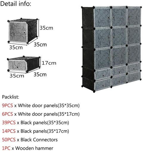 Generic Plastic Wardrobe Organizer, Cartoon Design 9 Cubes.6 Shoe Racks