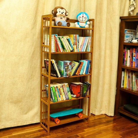 YATAI 5-Tier Bamboo Wood Bookshelf Cabinet