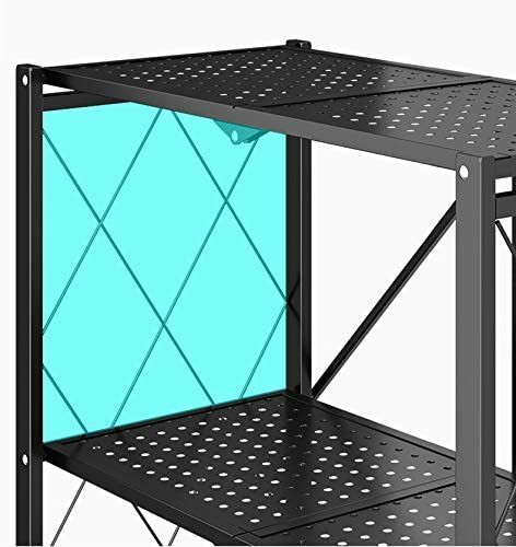 Generic Multi-Shelf Foldable Storage Shelves, Collapsible Organizer Rack on 4&#39;&#39; Wheel Casters, Black/White (5-Shelf(Black))