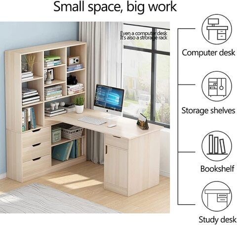 Uujuly 120*80*145CM Student Study Desk Table with Book Shelves / Computer Laptop Desk (A213)