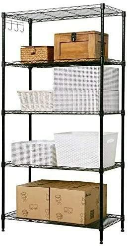 Generic 5-Tier Wire Shelving Bathroom Storage, Beone 5 Shelves Unit Metal Kitchen Storage Rack(Black)