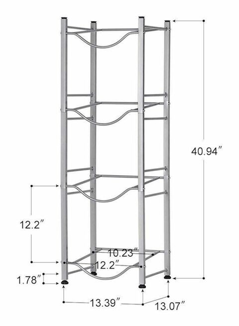 4 Gallon Water Bottle Shelf Silver 13.39 x 13.07 x 40.94inch