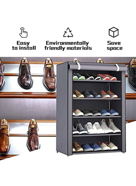 Almufarrej 5-Layer Shoe Rack Grey 60X90X30cm