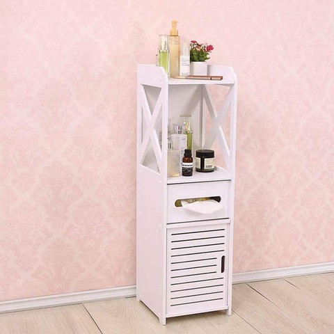 LINGWEI Bathroom Storage Corner Floor Cabinet Thin Toilet Vanity Cabinet Towel Storage Shelf for Paper Holder Washstand Storage