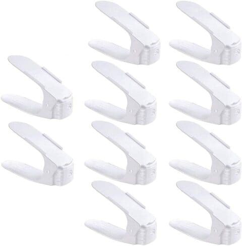 Uyghhk Adjustable Shoe Organizer 4-Level Height, (10-Pack) White