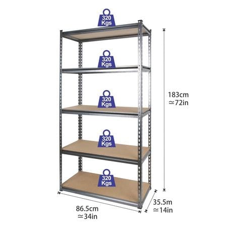 Tactix - 5 Shelf Rack - 86.5W x 35.5D x 183H cm - TTX-329016