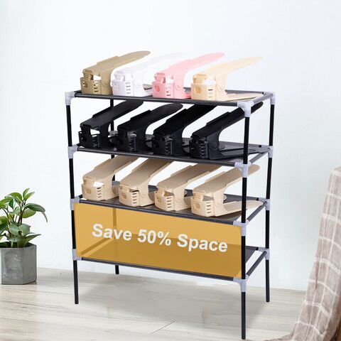 lavish  4 pcs DurableThickened shoe rack Adjustable Shoe Organizer Footwear Support Slot Space Saving Stand Shoes Storage Rack Shoebox Assorted