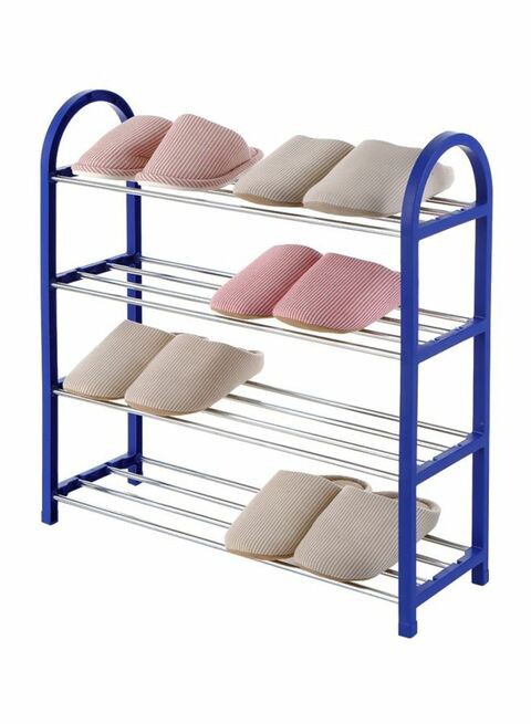 Generic 4-Tier Shoe Rack Blue/Silver 57X19X57Centimeter