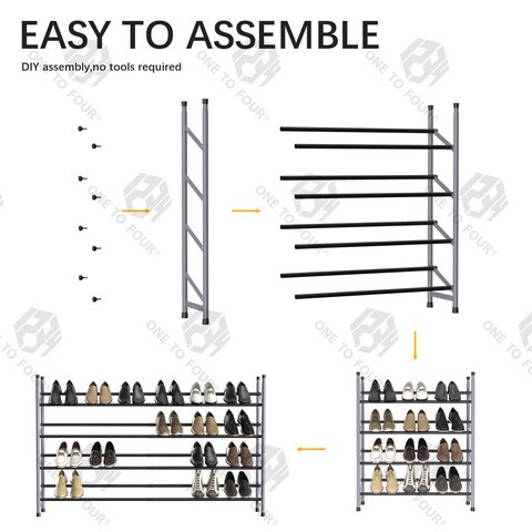 ONE TO FOUR 4-Tier Stackable Shoe Rack, Expandable &amp; Adjustable Shoe Shelf Storage Organizer 24 Pairs Shoe Tower