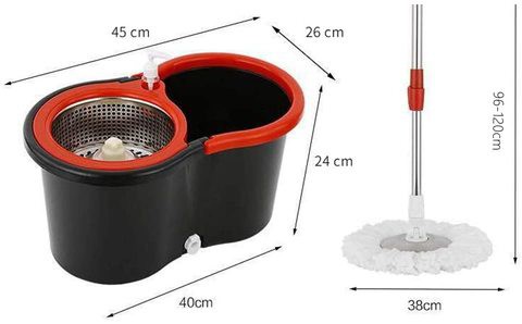 Lushh 360 degree Spinn Rotary Mop Bucket Home Cleaner Extended Easy Press Stainless Steel Handle and Easy Wring Dryer Basket for Home Kitchen Floor Cleaning