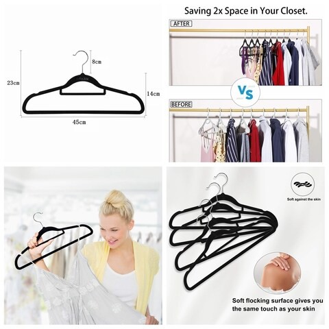 30-Piece Velvet Hanger, Non-Slip Hanger Space-Saving Hanger, Suit Hangers, Flat Design with 360&deg; Swivel Hook for Space Adaptive