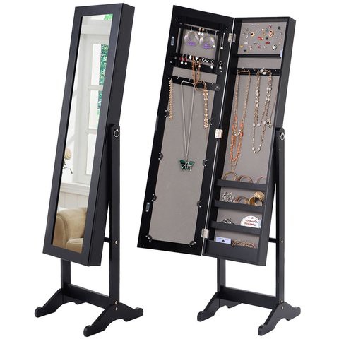 Comfy - Stylish Full Length Jewellery Cabinet with Mirror - Black