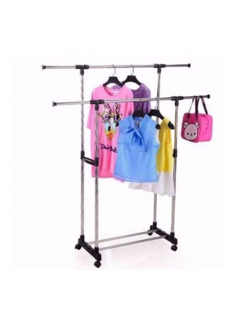 Generic Double Pole Cloth Hanger Silver/Black