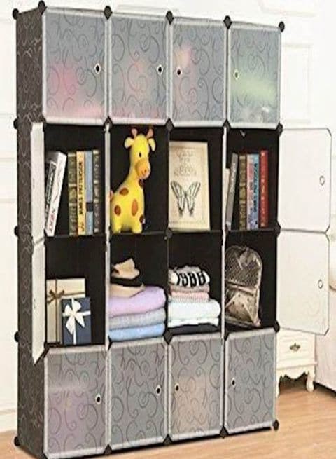 Generic 16 Cube Storage Cupboard Cabinet Wardrobe () Black