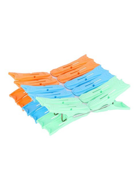 مجموعة مشابك القماش البلاستيكية 12 قطعة من رويال فورد ، اخضر/برتقالي/ازرق ، 19 بوصة