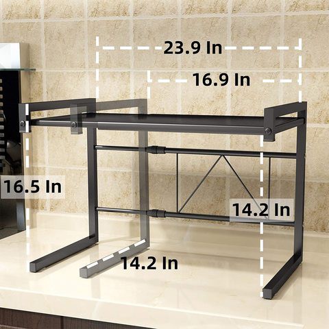 AMERTEER Microwave Oven Rack, Retractable Microwave Oven Rack Shelf Kitchen Counter Shelf 2 Layers