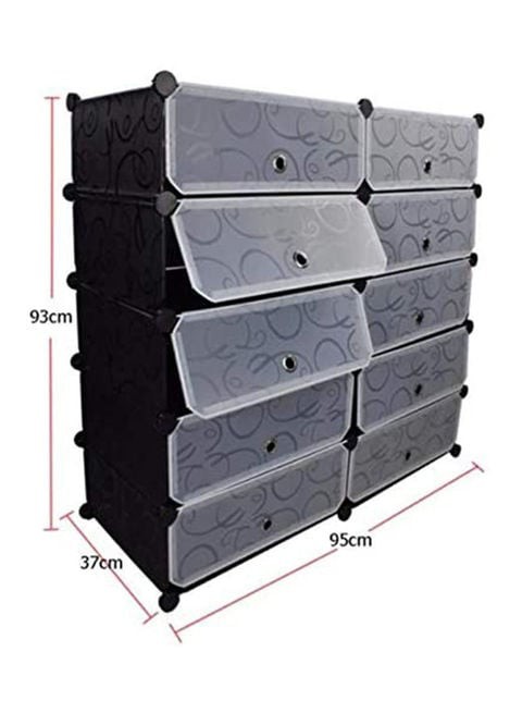 Generic 10-Cubes Rectangular Storage Shoe Cabinet Grey 95X95X37cm