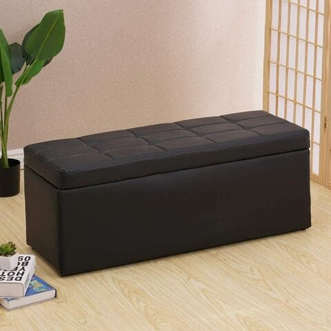 Paddia Storage Stool, Shoe Bench Storage Ottoman Cube Foot Rest Stool With Hinged Lid For Home Bedroom Can Sit On The Box (70 * 30 * 35Cm, Black)