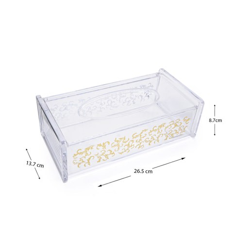 Al Hoora Acrylic Tissue Box With Golden Design