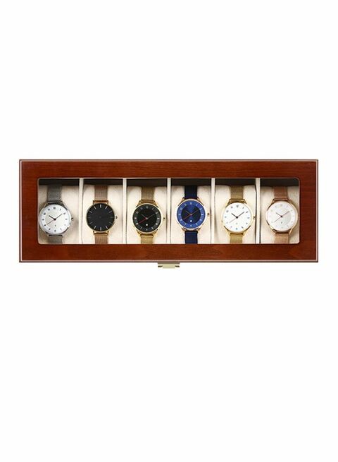 East Lady 6 Grid Wood Watch Organizer 2018082540