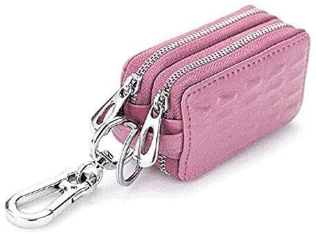 Jj-Boutique Two-Sides Mini Leather Car Key Case, Key Holder Key Organizer Wallet (Pink)