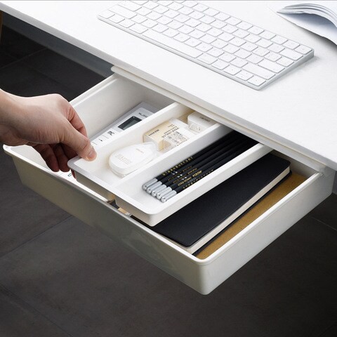 Punch-free Bottom Storage Box Drawer Type Cosmetic Storage Box Under The Table Office Home Stationery Storage Box Best