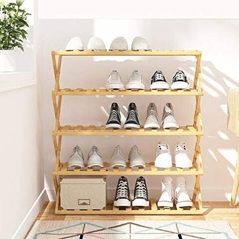 Kool Summer 5 Tier Multi Function Plant Stand Shelf Foldable Shoe Rack Storage Organizer For Home Garden Patio 70Cm