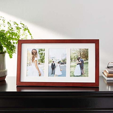 Lawrence Frames Walnut Wood Triple 4 By 6 Matted Picture Frame