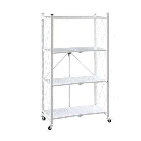 4-Tire Kitchen Microwave Racks Shelving Storage Unit Foldable Racks White