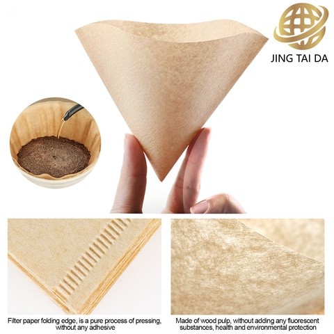 100Pcs Coffee Paper Filter Unbleached Disposable Portable Cone Coffee Filter for 2 To 4 Persons