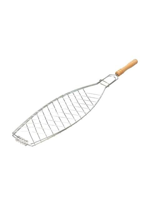 Generic Fish Shaped Barbecue Grill Beige/Silver 62x14centimeter