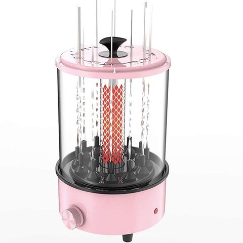 Electric Automatic Rotating Barbecue Machine, Automatic Rotating Indoor Smokeless Small Grill, Fast Grill Equipment, 12 String Automatic Rotating Oven, Use Time Control,Pink