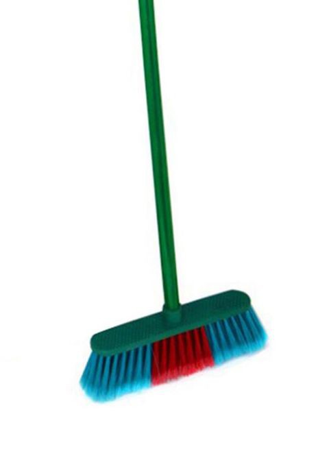 Timmy - 12-Piece Broom With Metal Stick Green/Blue/Red 45Centimeter