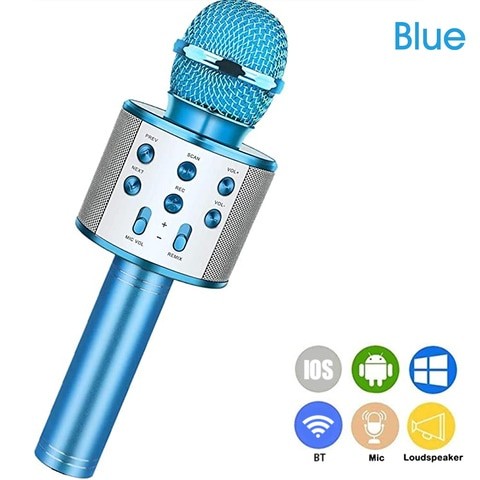 Generic-WS-858 Portable Wireless Karaoke Microphone Handheld Cellphone Karaoke Player Built-in BT HIFI Speaker Selfie 3-in-1 Rechargeable Li-battery Karaoke KTV MIC Machine