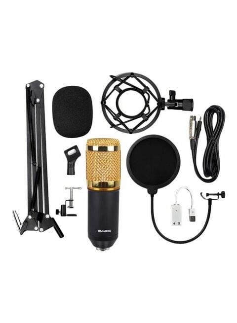 Generic Condenser Microphone With Accessories Set Bm-800 Black/Gold