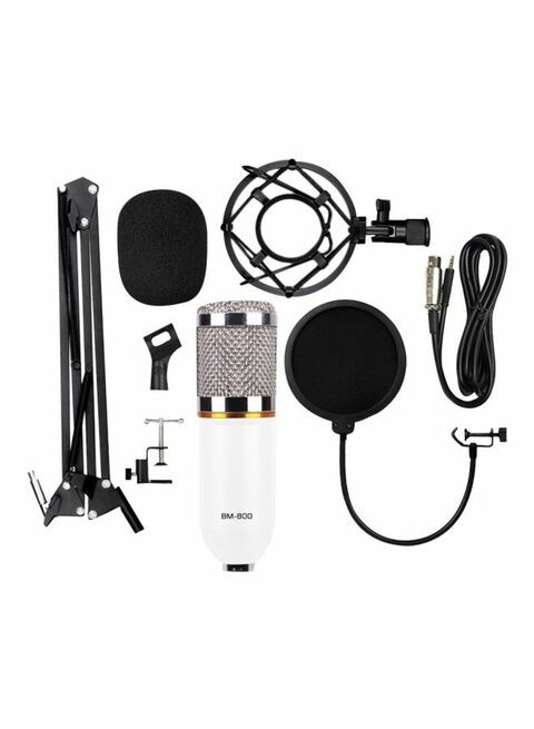 Generic Bm-800 Condenser Microphone Set V6949W-S White/Silver