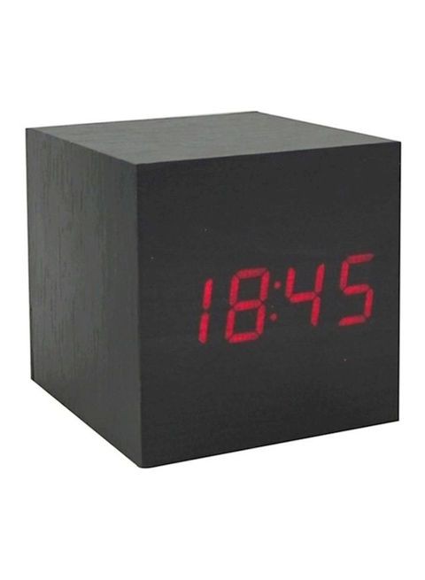 Generic - Wooden Square Led Alarm Clock Black