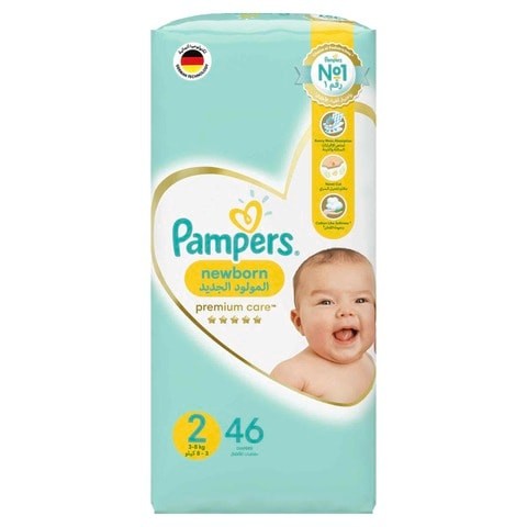 Pampers Premium Care Diapers, Size 2, Mini, 3-8 kg, Medium Pack, 46 Count