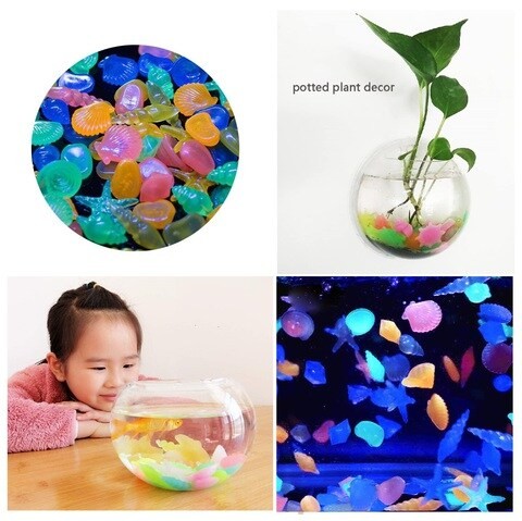 ALISSA 100 Piece - Glow in Dark Sea Shells for Home Aquarium and Garden Décor (Random Colors)